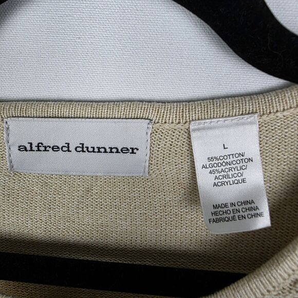 ALFRED DUNNER Ivory Cream Turquoise Flower Sweater Embroidered Beaded Size Large - Picture 3 of 5